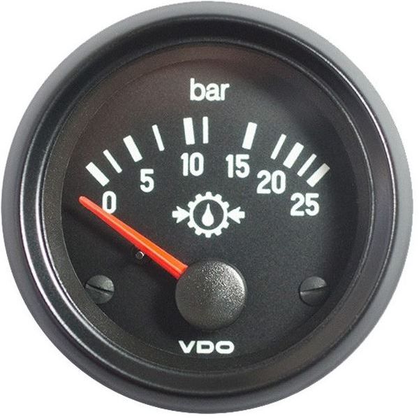 VDO Manometer Cockpit International 52 mm 25 bar 24 V, Getriebedruck