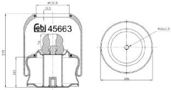 Luftfederbalg komplett m. Stempel  Febi