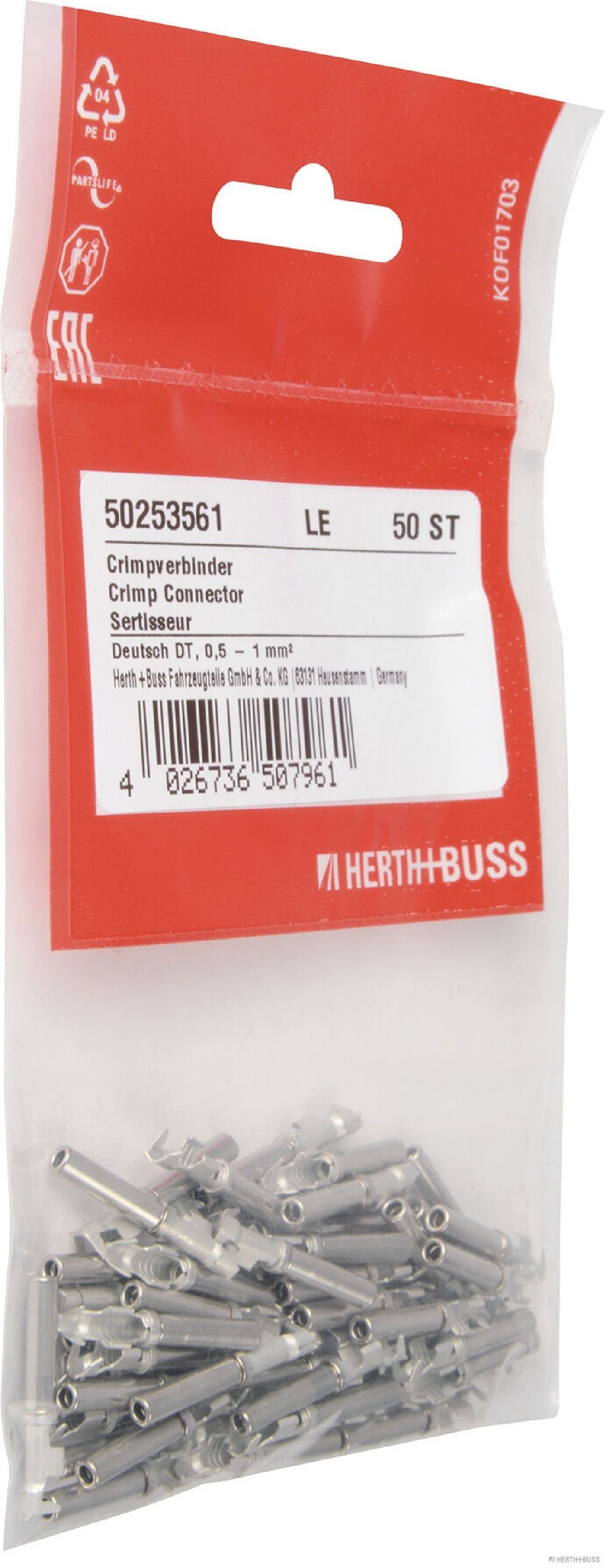 Crimpverbinder Deutsch DT VPE 50 � 1.59 mm / 0.5 - 1 mm�