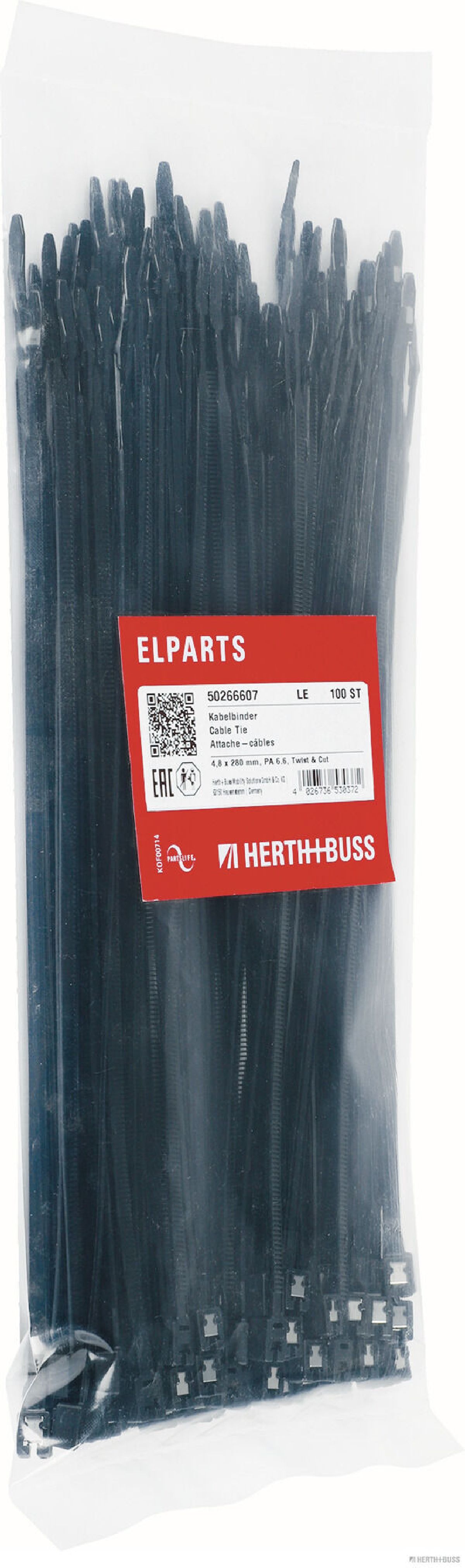 Kabelbinder VPE 100 schwarz 4.8 x 280 mm