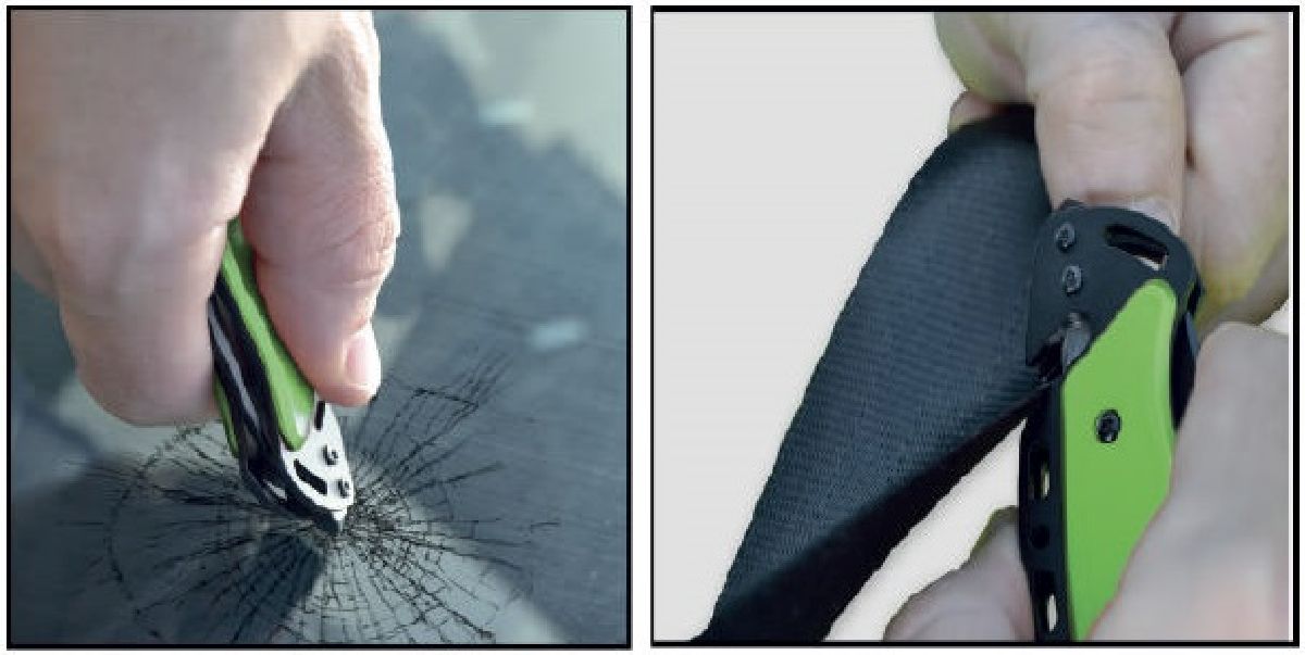 Klapmesser mit Sicherheitsgurt- und Glasbrecher System