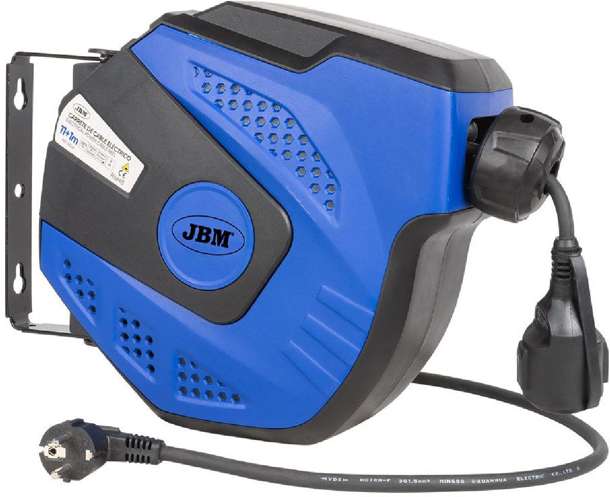 Kabel-Aufroller 230V, blau 12 Meter