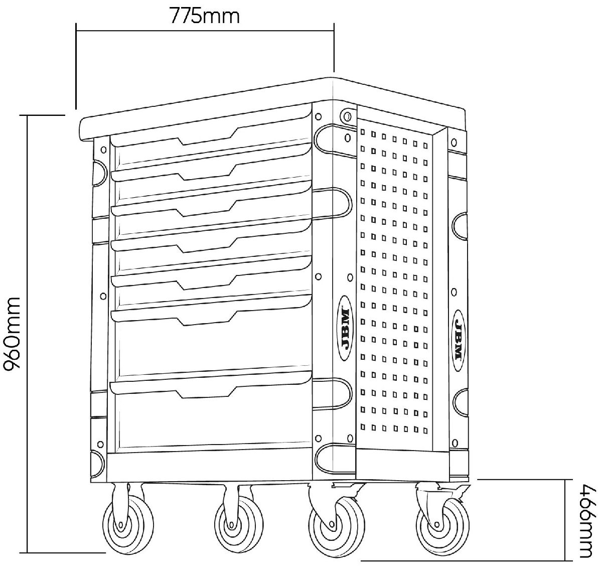 Werkzeugboy unbest�ckt 7 Schubladen