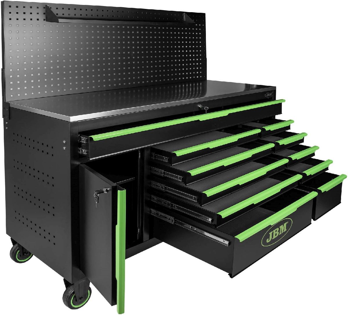 Wekrzeugwagen leer, mit 11 Schubladen und Lochwand