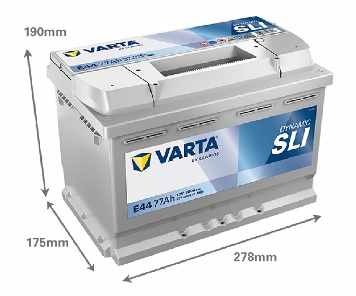 Starterbatterie 12V/77Ah/780A LxBxH 278x175x190mm/S:0