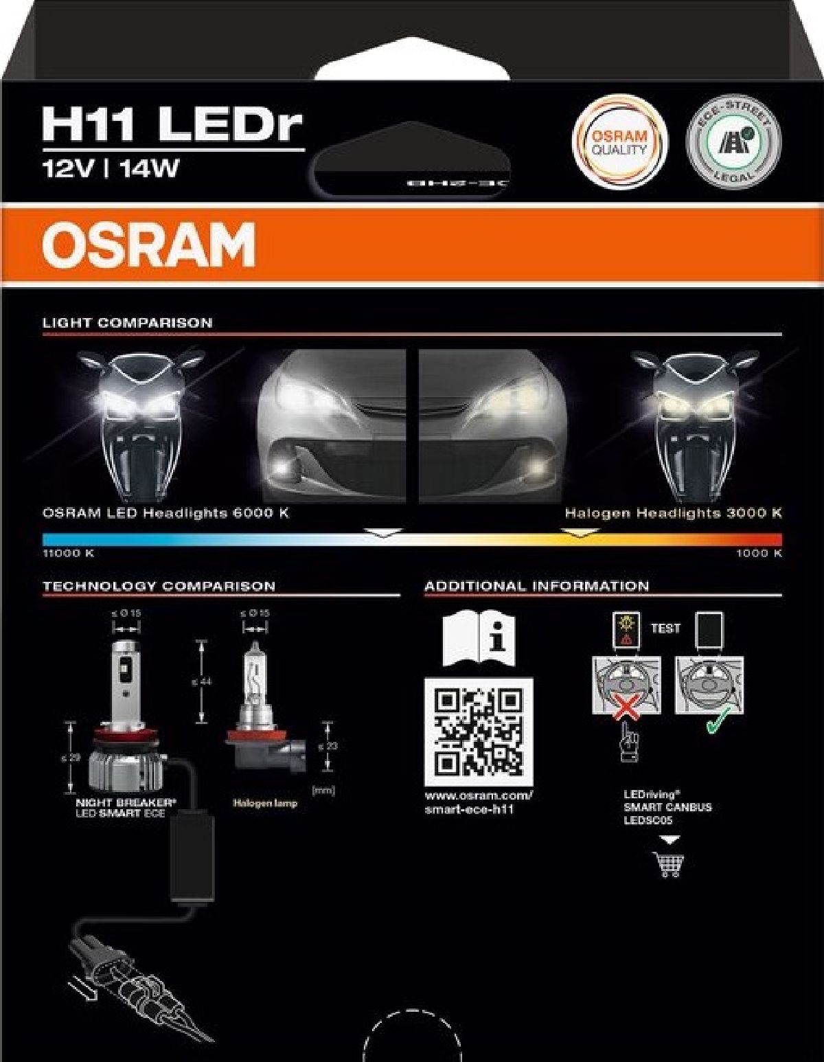 Night Breaker LED Smart ECE H11 H11/12V/PGJ19-2