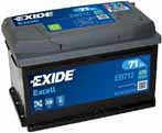 Exide Excell 12V/71Ah/670A LxBxH 278x175x175mm/B13/S:0