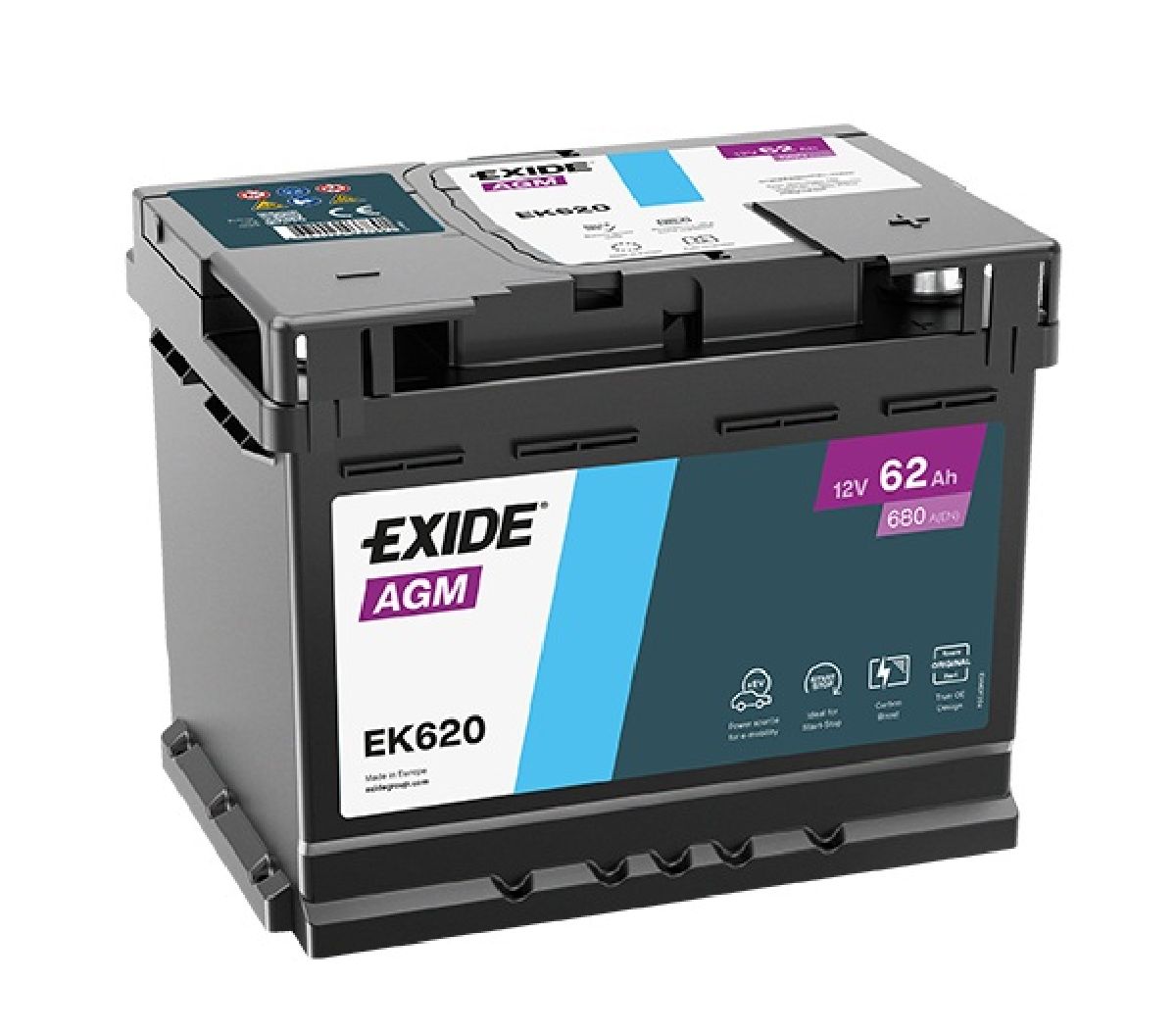 Exide Start-Stop AGM 12V/62Ah/680A