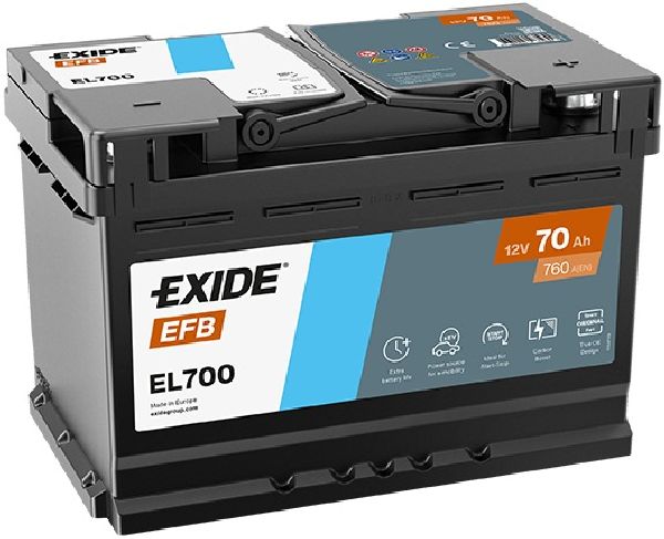 Exide Start-Stop EFB 12V/70Ah/760A LxBxH 278x175x190mm/B13/S:0