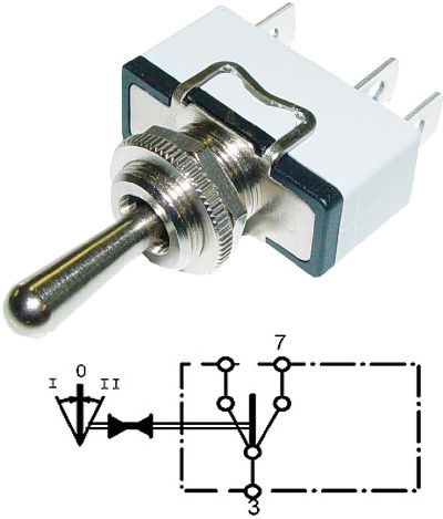 Hebebhnenschalter 1->0<-2 12V/24V - 15Amp
