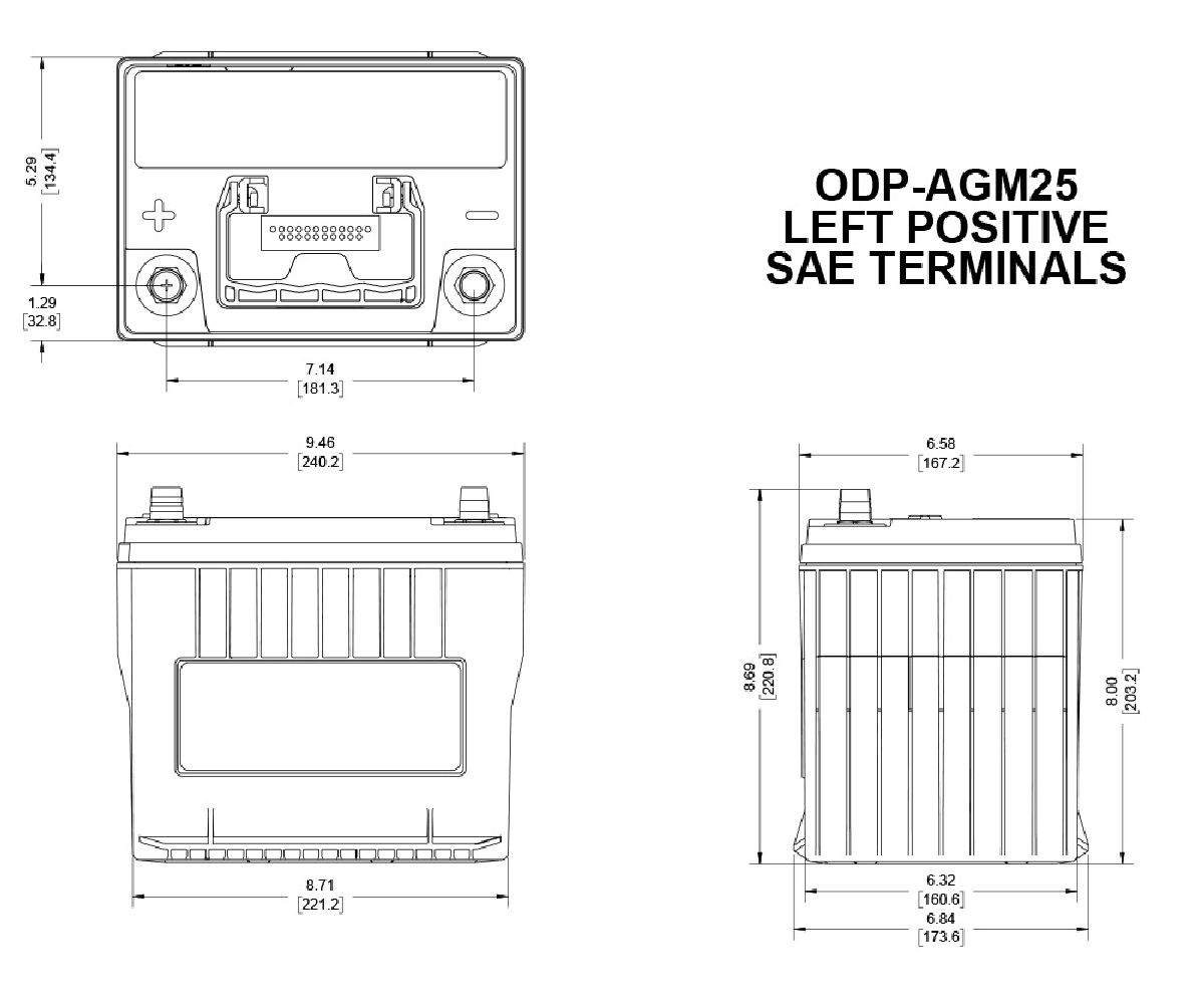 Odyssey AGM-Batterie 12V/59Ah/675A LxBxH 240x172x217mm/B1/S:1