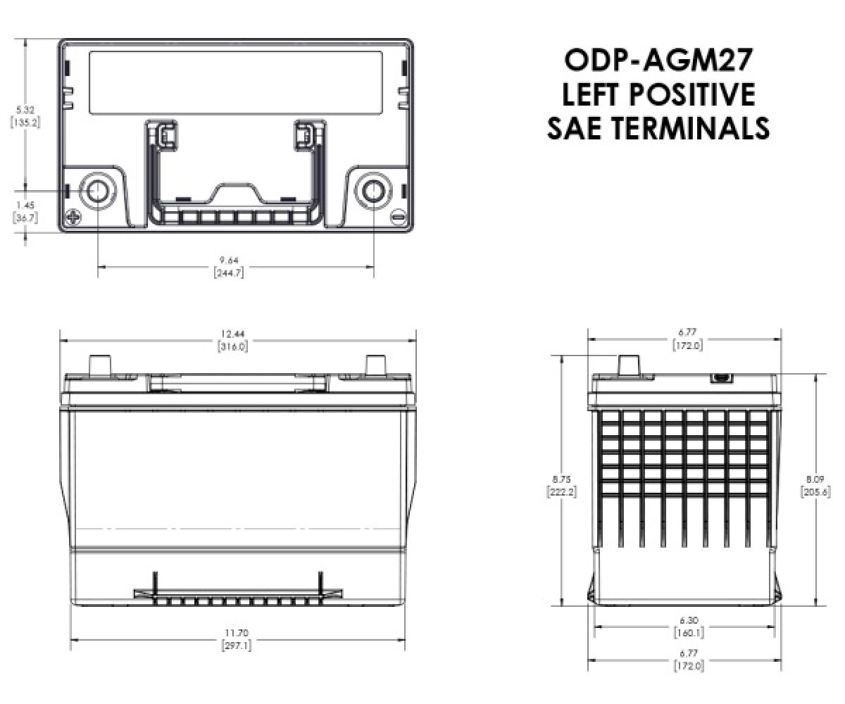 Odyssey AGM-Batterie 12V/85Ah/850A LxBxH 316x172x225mm/B1/S:1