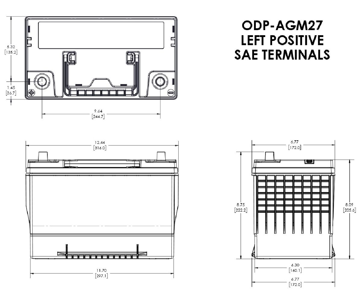 Odyssey AGM-Batterie 12V/85Ah/850A LxBxH 316x172x225mm/B1/S:0