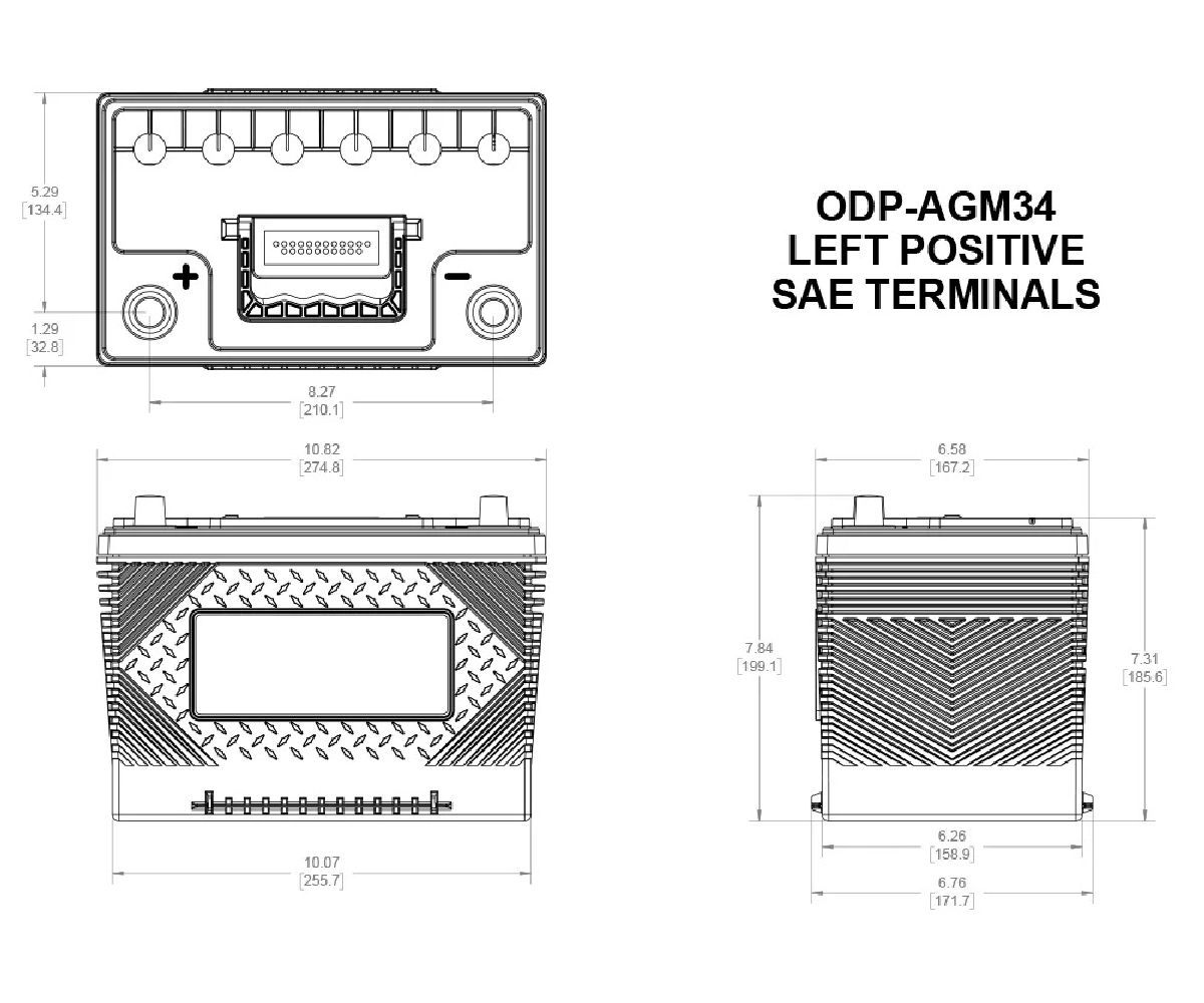 Odyssey AGM-Batterie 12V/61Ah/792A LxBxH 275x172x199mm/B1/S:1