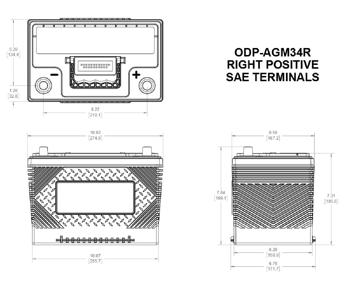Odyssey AGM-Batterie 12V/61Ah/792A LxBxH 275x172x199mm/B1/S:0