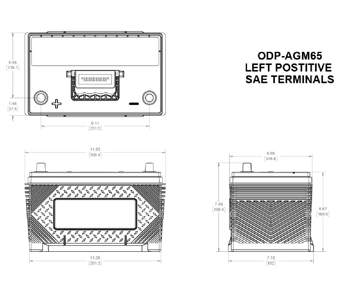 Odyssey AGM-Batterie 12V/64Ah/750A LxBxH 301x183x192mm/B1/S:1