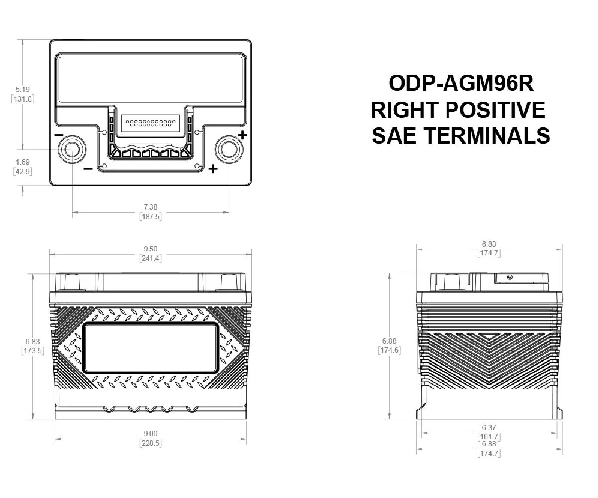 Odyssey AGM-Batterie 12V/52Ah/600A LxBxH 242x175x174mm/B13/S:0