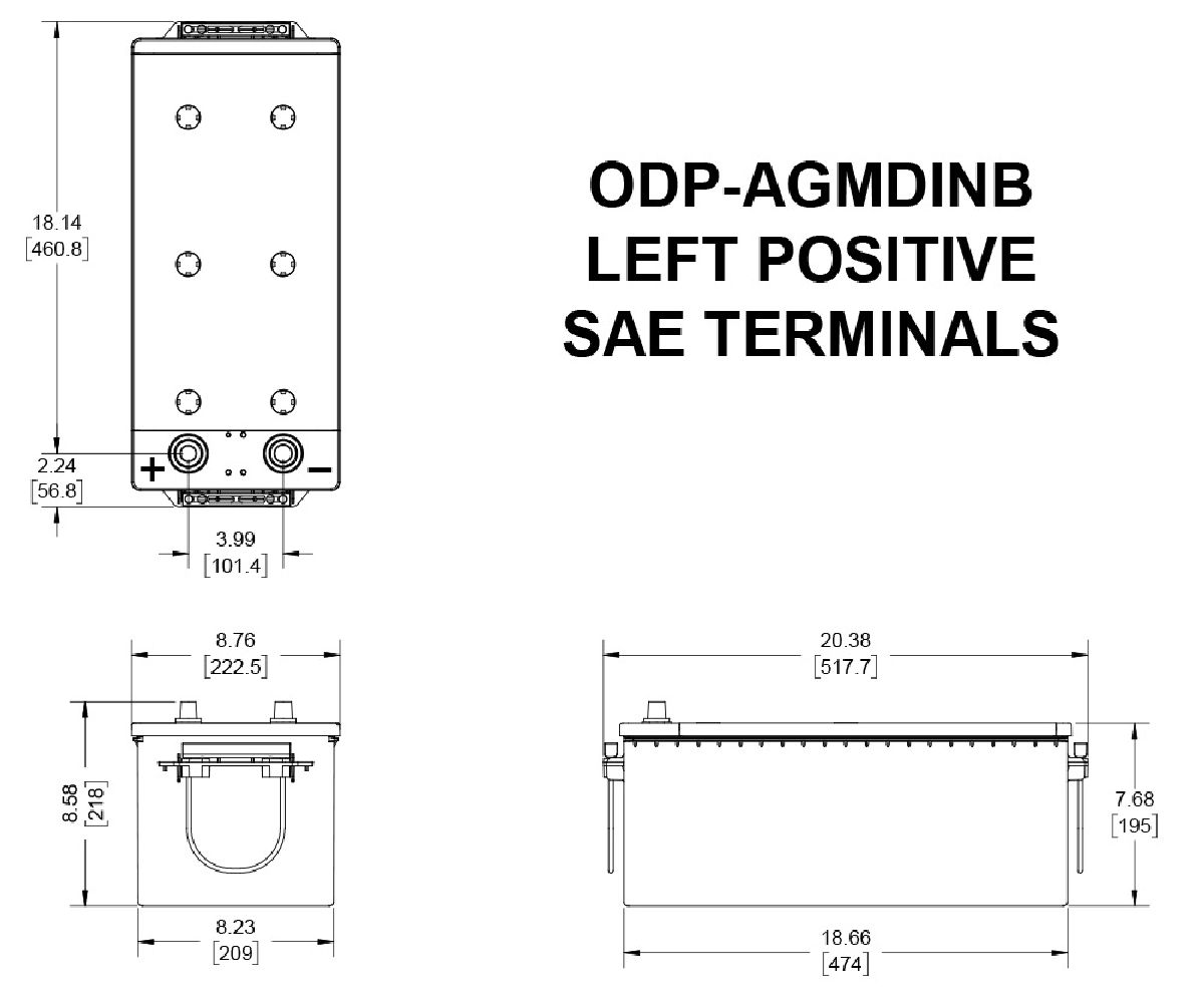 Odyssey AGM-Batterie 12V/170Ah/1300A LxBxH 518x223x218mm/S:3