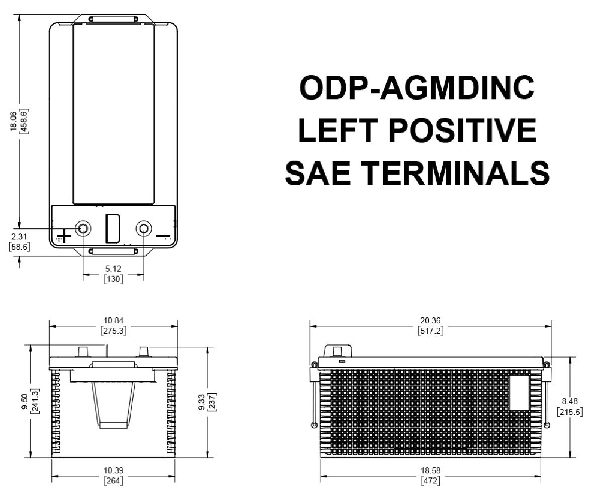 AGM-Batterie 12V/215Ah/1250A LxBxH 517x275x241mm/S:3