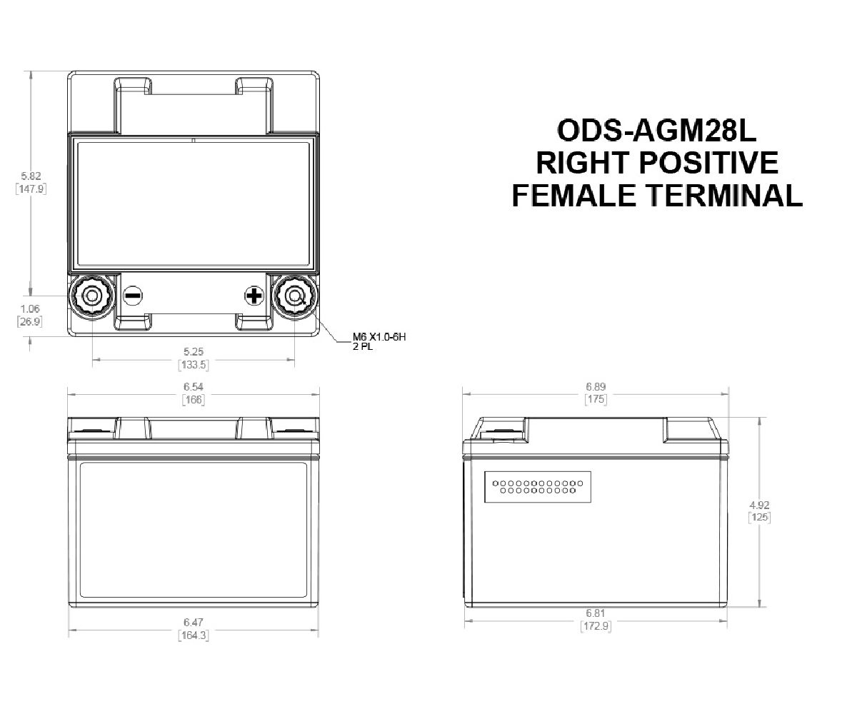 Odyssey AGM-Batterie 12V/28Ah/330A LxBxH 167x176x126mm/S:0