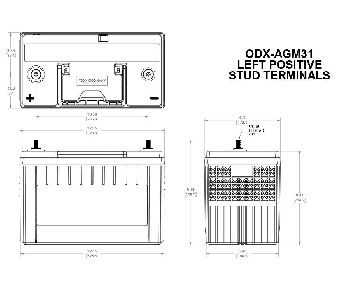 Odyssey AGM-Batterie 12V/100Ah/1150A LxBxH 330x173x241mm/S:3