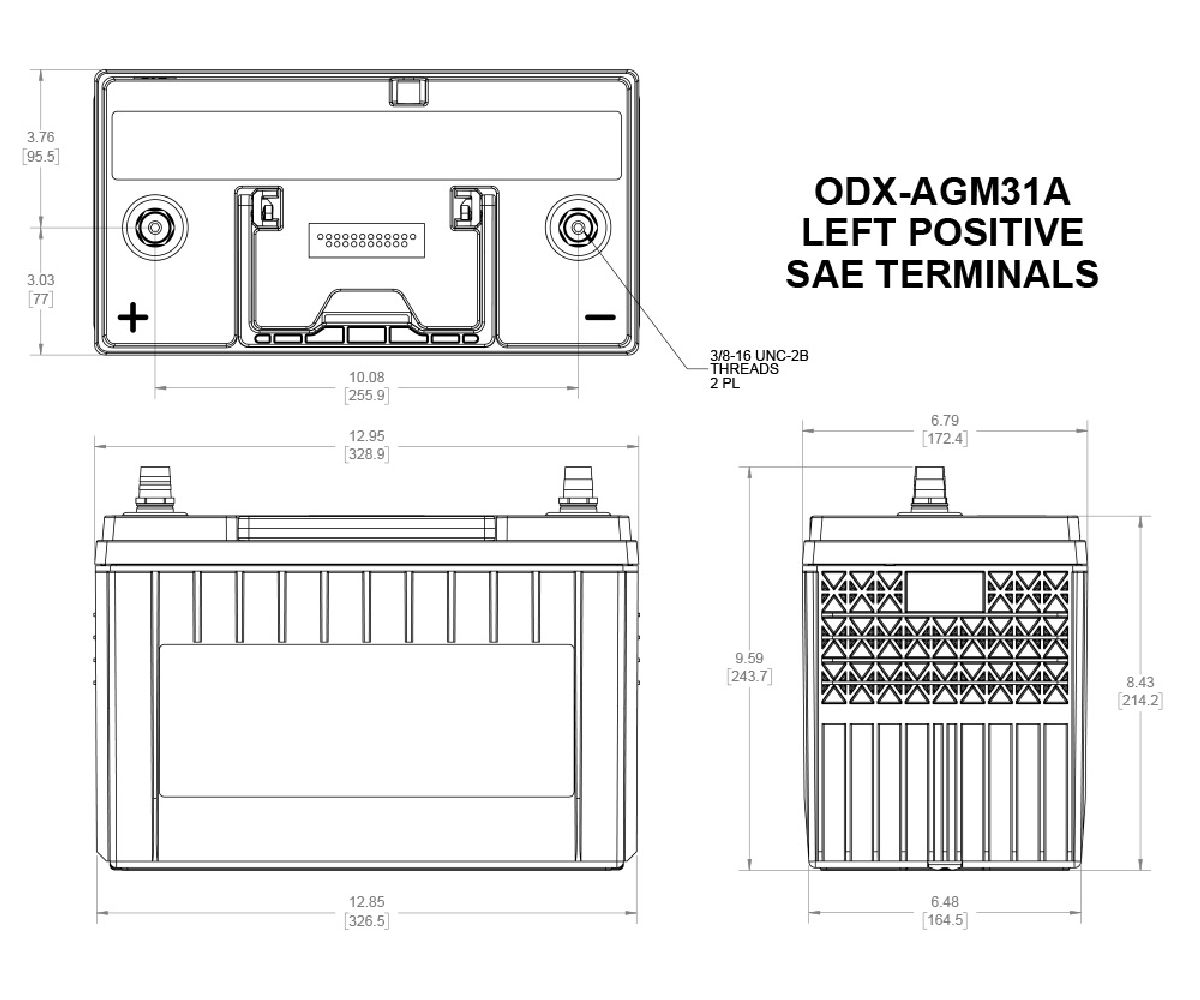 Odyssey AGM-Batterie 12V/100Ah/1150A LxBxH 330x173x246mm/S:3