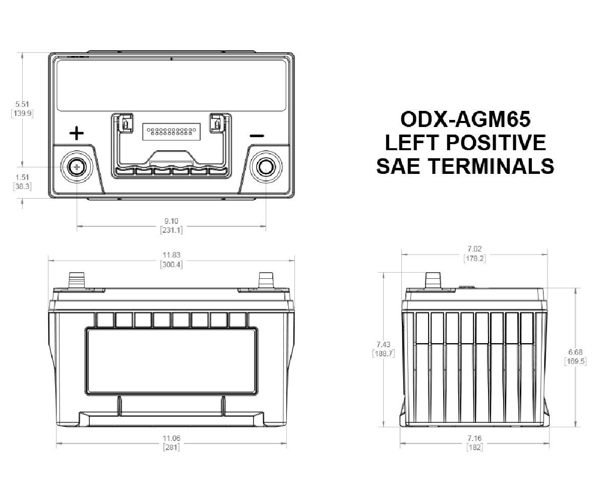 Odyssey AGM-Batterie 12V/74Ah/950A LxBxH 301x183x190mm/S:1