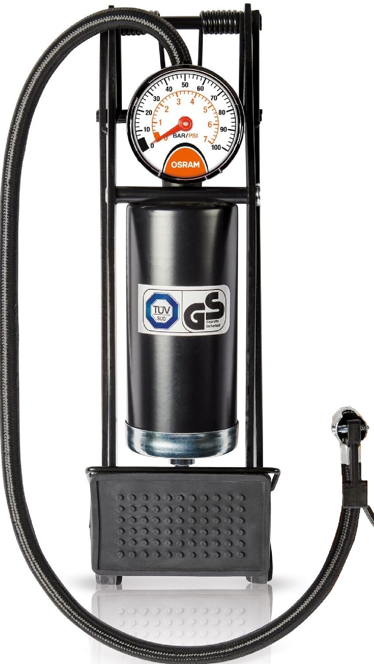 TYREinflate 10 ESSENTIAL analoge Reifenpumpe, Einzelzylinder