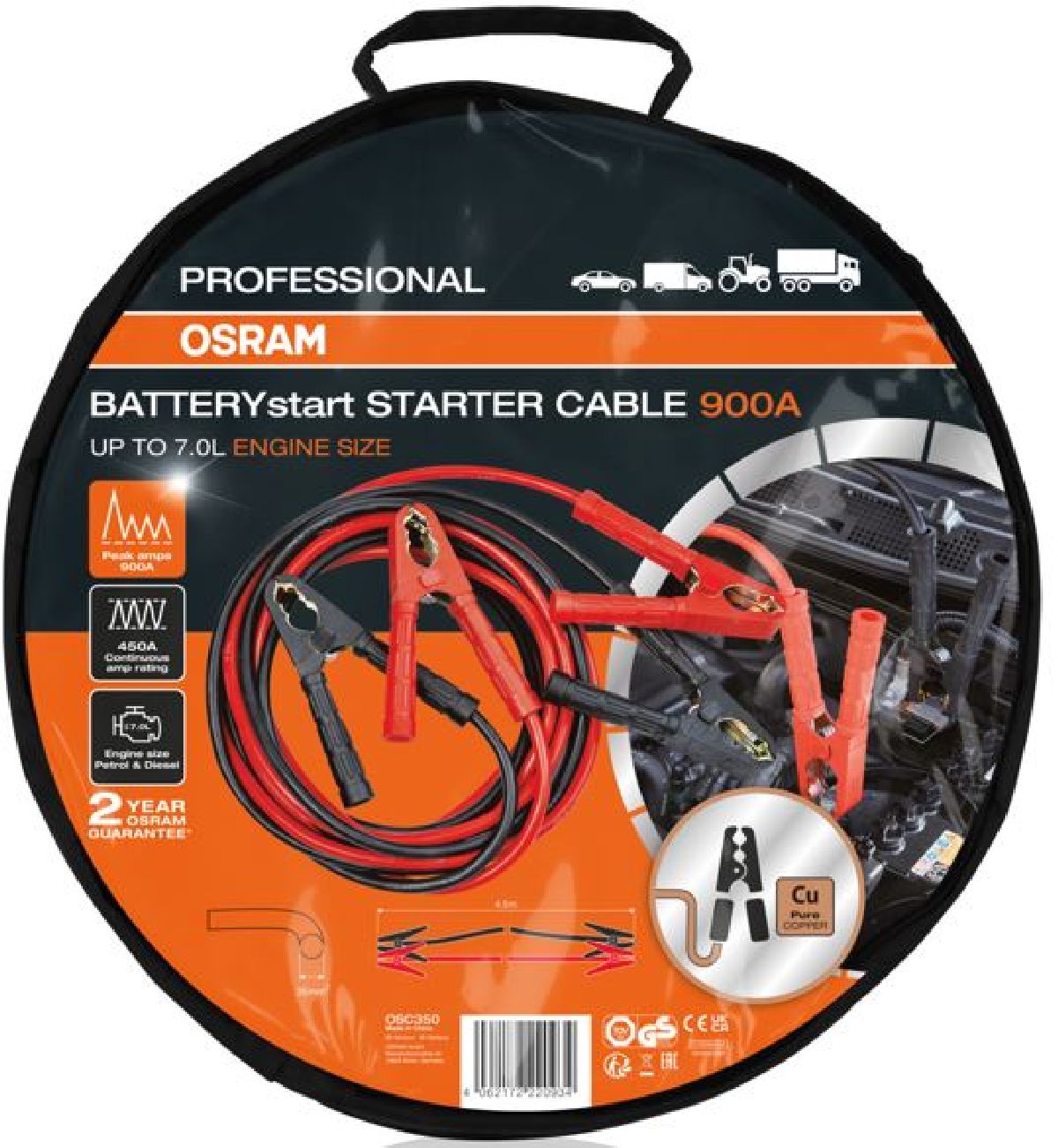 Osram Starthilfekabel Professional 900A 12-24V / 35mm� / 4.5m