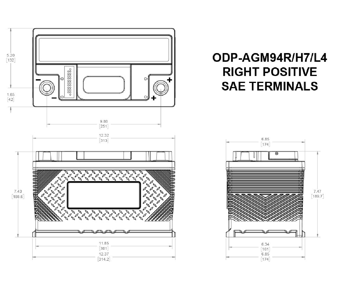 Odyssey AGM-Batterie 12V/80Ah/840A LxBxH 315x174x189mm/B13/S:0