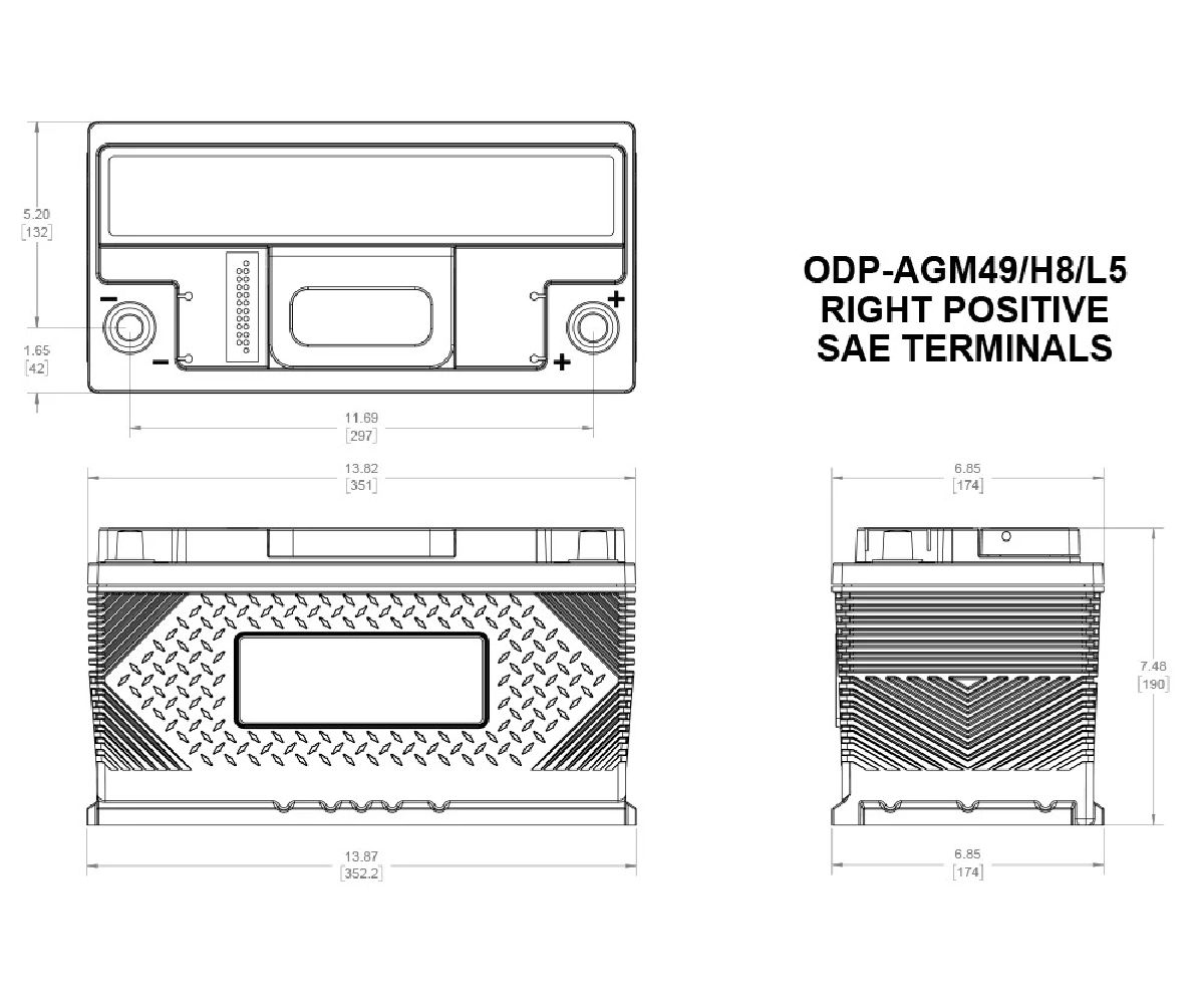 Odyssey AGM-Batterie 12V/94Ah/950A LxBxH 353x174x189mm/B13/S:0